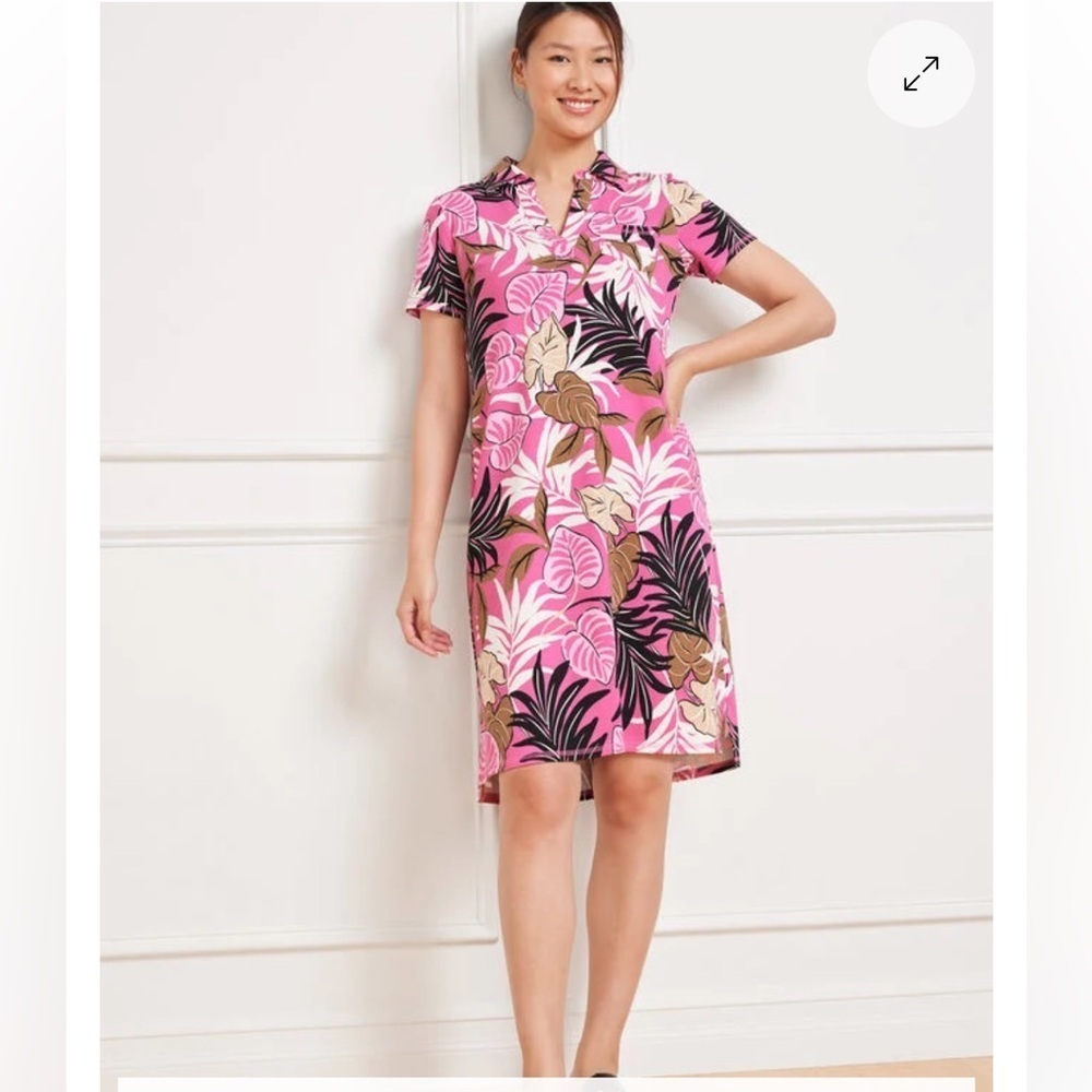 Talbots Pink And Tan Patterned Dress Caja 3